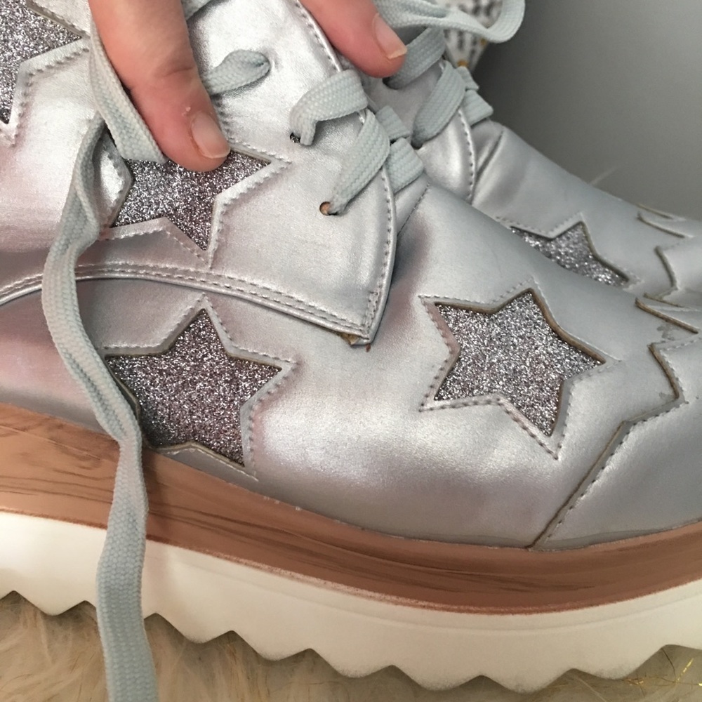 Silver star palace-up platform booties